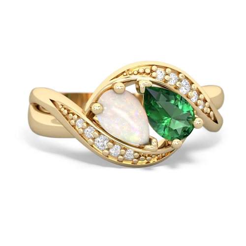 Opal Genuine Opal with Lab Created Emerald Summer Winds ring Ring