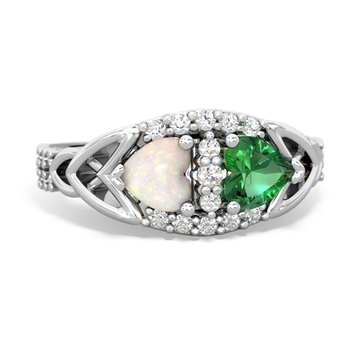 opal-lab emerald keepsake engagement ring