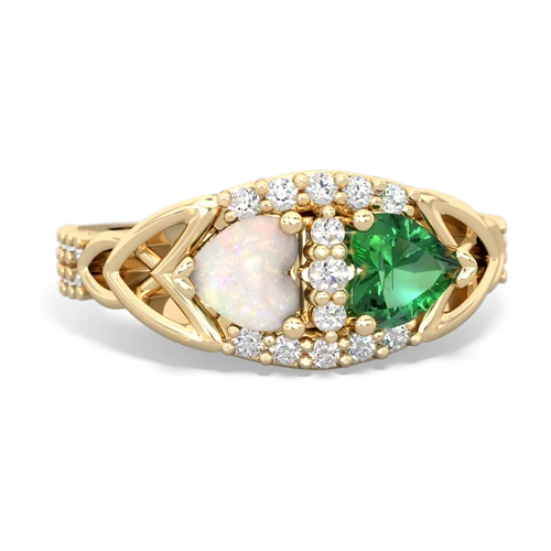 opal-lab emerald keepsake engagement ring