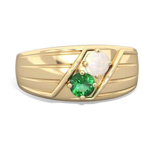 opal-lab emerald mens ring