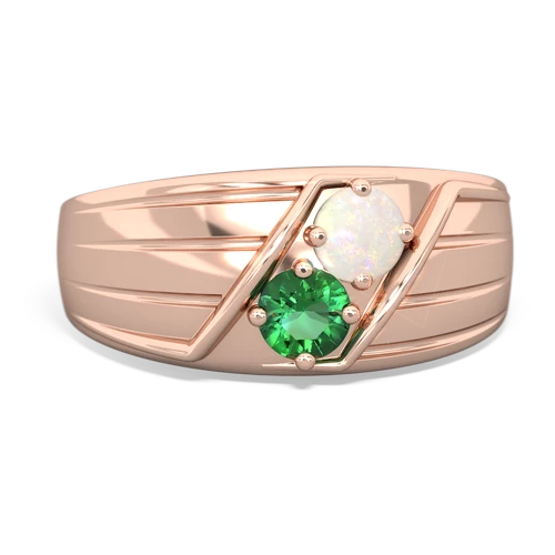 opal-lab emerald mens ring