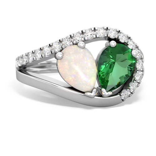 opal-lab emerald pave heart ring
