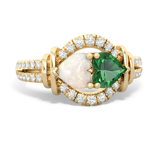 opal-lab emerald pave keepsake ring