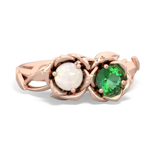 opal-lab emerald roses ring