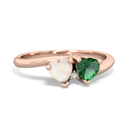 Opal Genuine Opal with Lab Created Emerald Sweetheart's Promise ring Ring