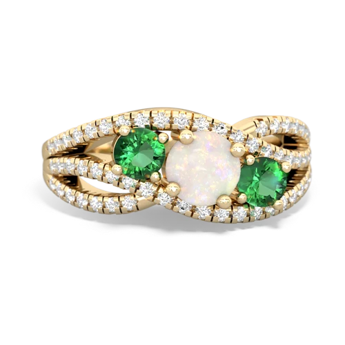opal-lab emerald three stone pave ring