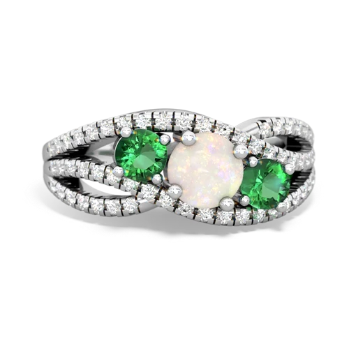 opal-lab emerald three stone pave ring