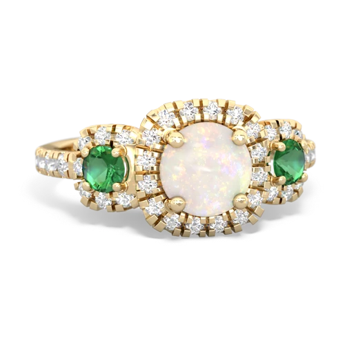 Opal Genuine Opal with Lab Created Emerald and Lab Created Pink Sapphire Regal Halo ring Ring