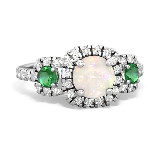 opal-lab emerald three stone regal ring