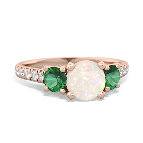 Opal Genuine Opal with Lab Created Emerald and Genuine Opal Pave Trellis ring Ring