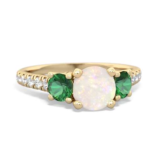 Opal Genuine Opal with Lab Created Emerald and  Pave Trellis ring Ring