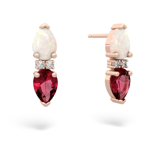 opal-lab ruby bowtie earrings