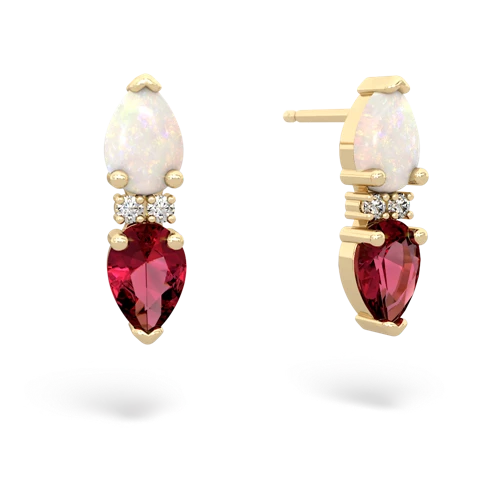 opal-lab ruby bowtie earrings