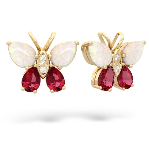 opal-lab ruby butterfly earrings
