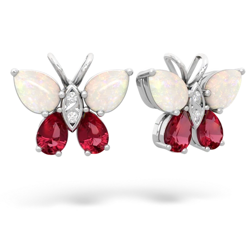 opal-lab ruby butterfly earrings