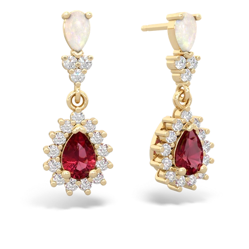 opal-lab ruby dangle earrings