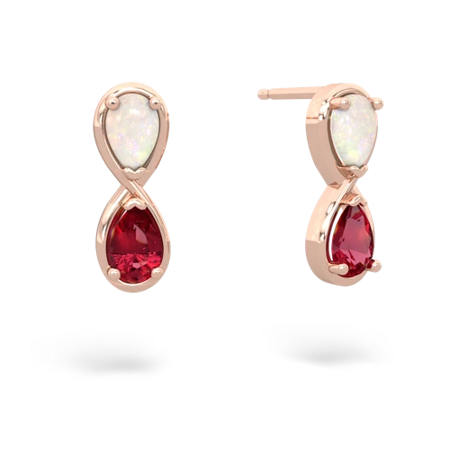 opal-lab ruby infinity earrings