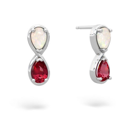 opal-lab ruby infinity earrings