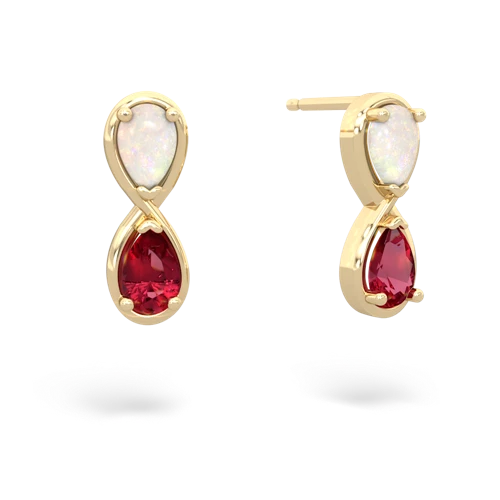 opal-lab ruby infinity earrings