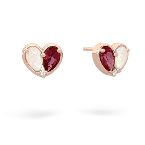 opal-lab ruby one heart earrings