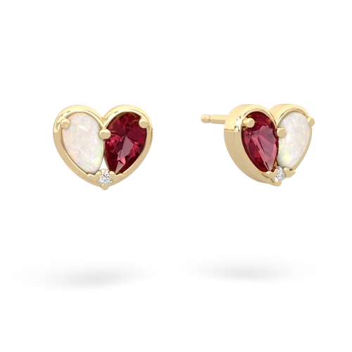opal-lab ruby one heart earrings