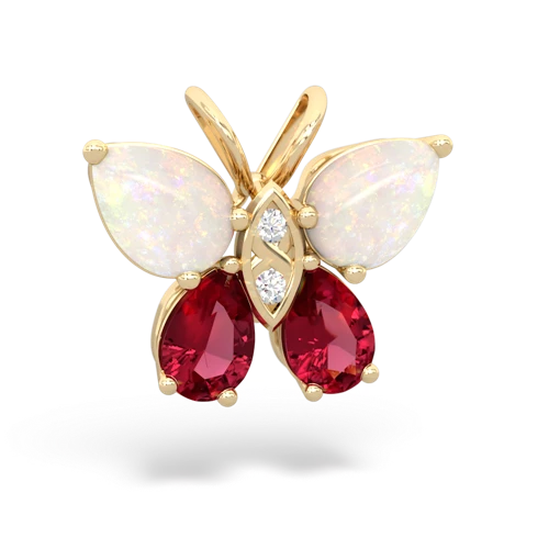 opal-lab ruby butterfly pendant
