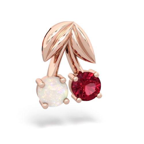 opal-lab ruby cherries pendant