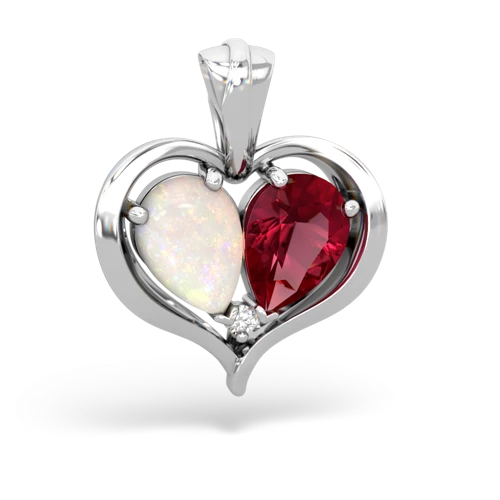 opal-lab ruby half heart whole pendant