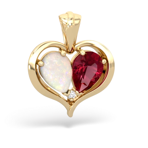 opal-lab ruby half heart whole pendant