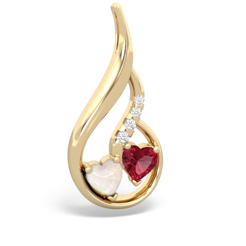 opal-lab ruby keepsake swirl pendant