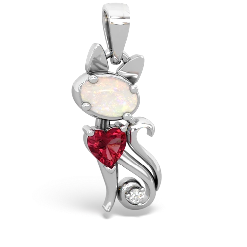opal-lab ruby kitten pendant