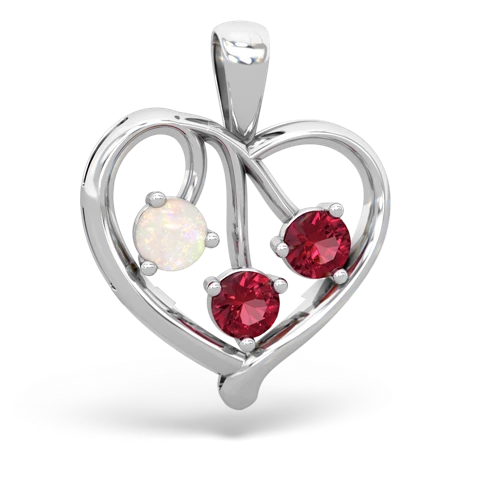 opal-lab ruby love heart pendant