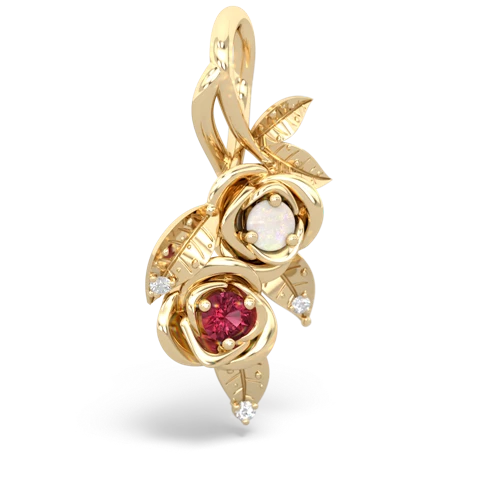 opal-lab ruby rose vine pendant