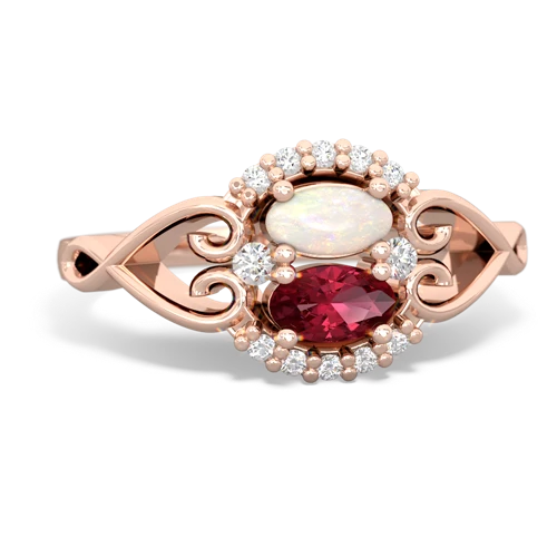 opal-lab ruby antique keepsake ring