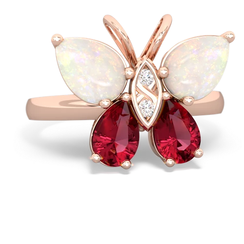 opal-lab ruby butterfly ring