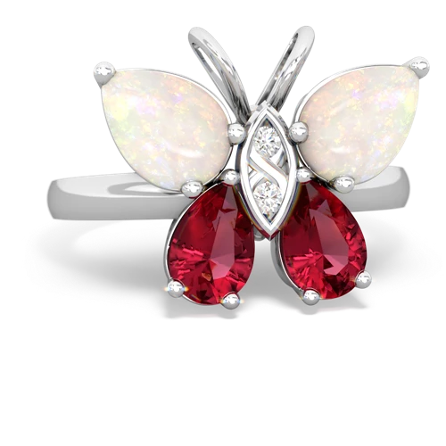 opal-lab ruby butterfly ring