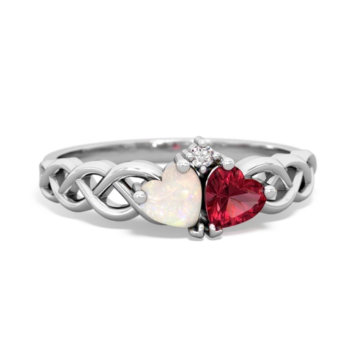 opal-lab ruby celtic braid ring