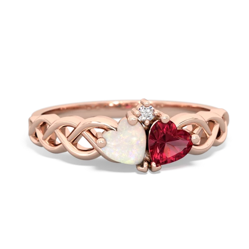 opal-lab ruby celtic braid ring