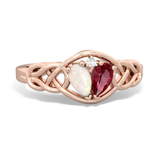 opal-lab ruby celtic knot ring
