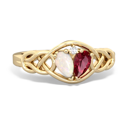 opal-lab ruby celtic knot ring