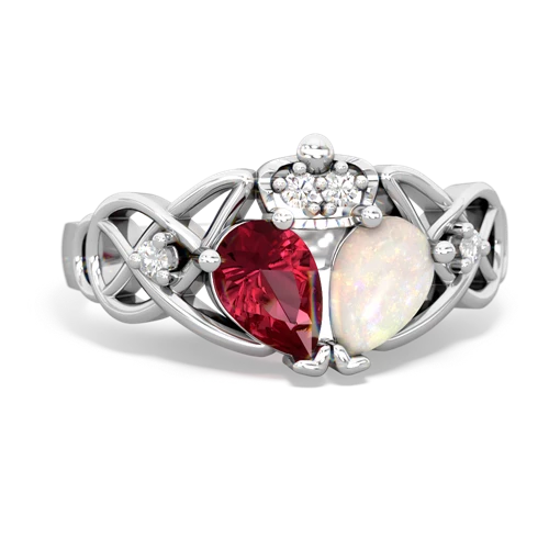 opal-lab ruby claddagh ring