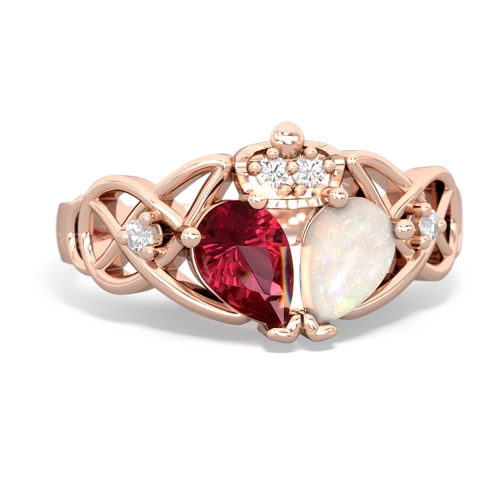 opal-lab ruby claddagh ring