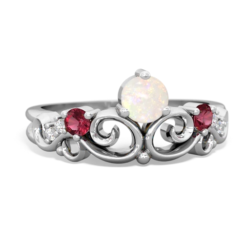 Opal Genuine Opal with Lab Created Ruby and Lab Created Pink Sapphire Crown Keepsake ring Ring