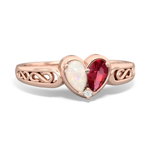 opal-lab ruby filligree ring