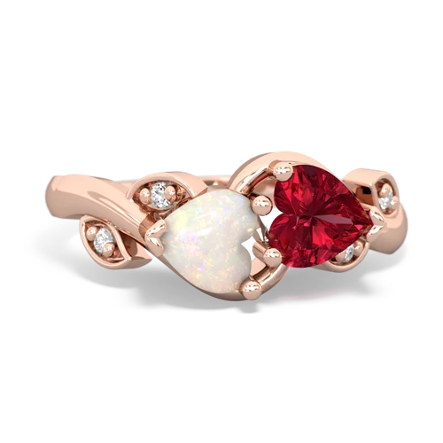 opal-lab ruby floral keepsake ring