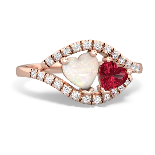 opal-lab ruby mother child ring