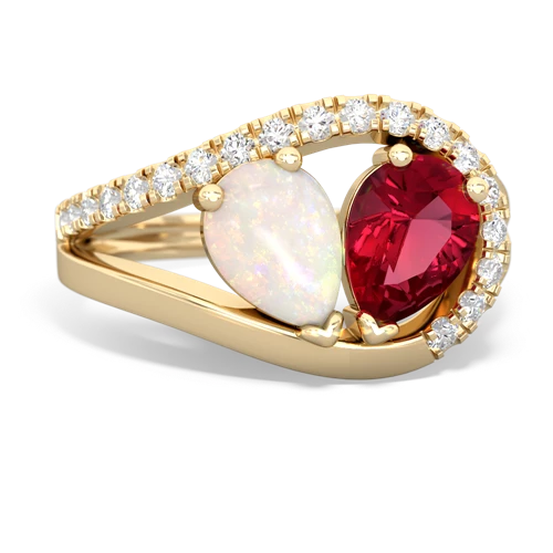 opal-lab ruby pave heart ring