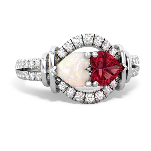 opal-lab ruby pave keepsake ring