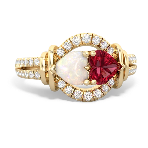 opal-lab ruby pave keepsake ring