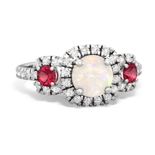 opal-lab ruby three stone regal ring